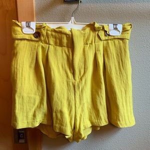 Harper Yellow Paperbag High-Waist Shorts